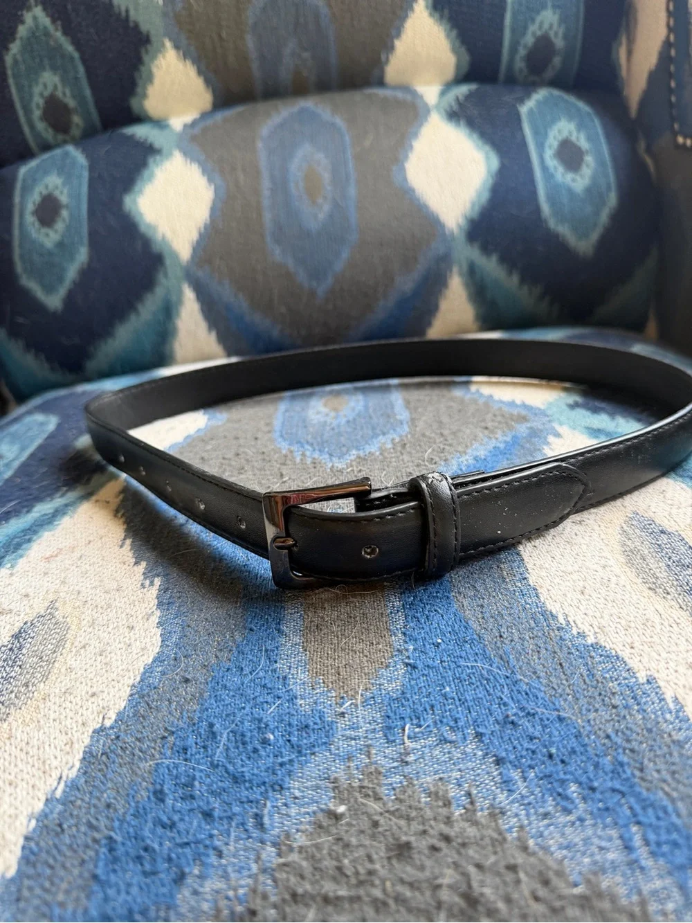 Kids Black Adjustable Leather Belt with Metal Buckle